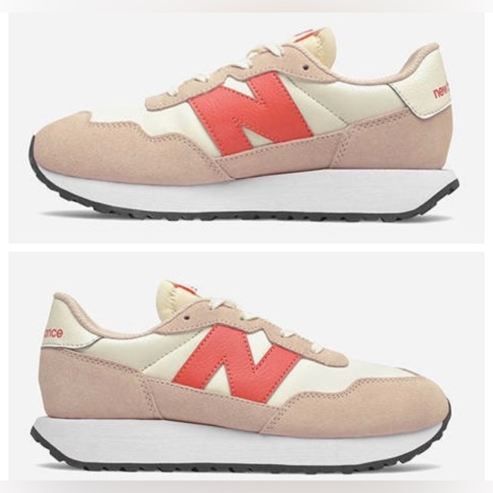 New Balance 237 Retro Running Shoes / Sneakers - Oyster Pink / Mars Red